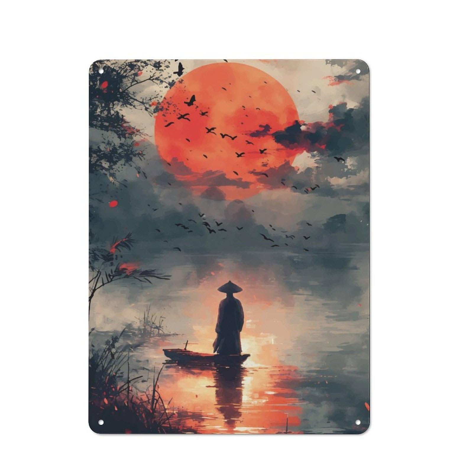 Junmoney Silhouette At Sunset Retro Tin Sign 40X30cm For Living Room Wall, For Home Interiors, Feature Walls And Decorative Displays