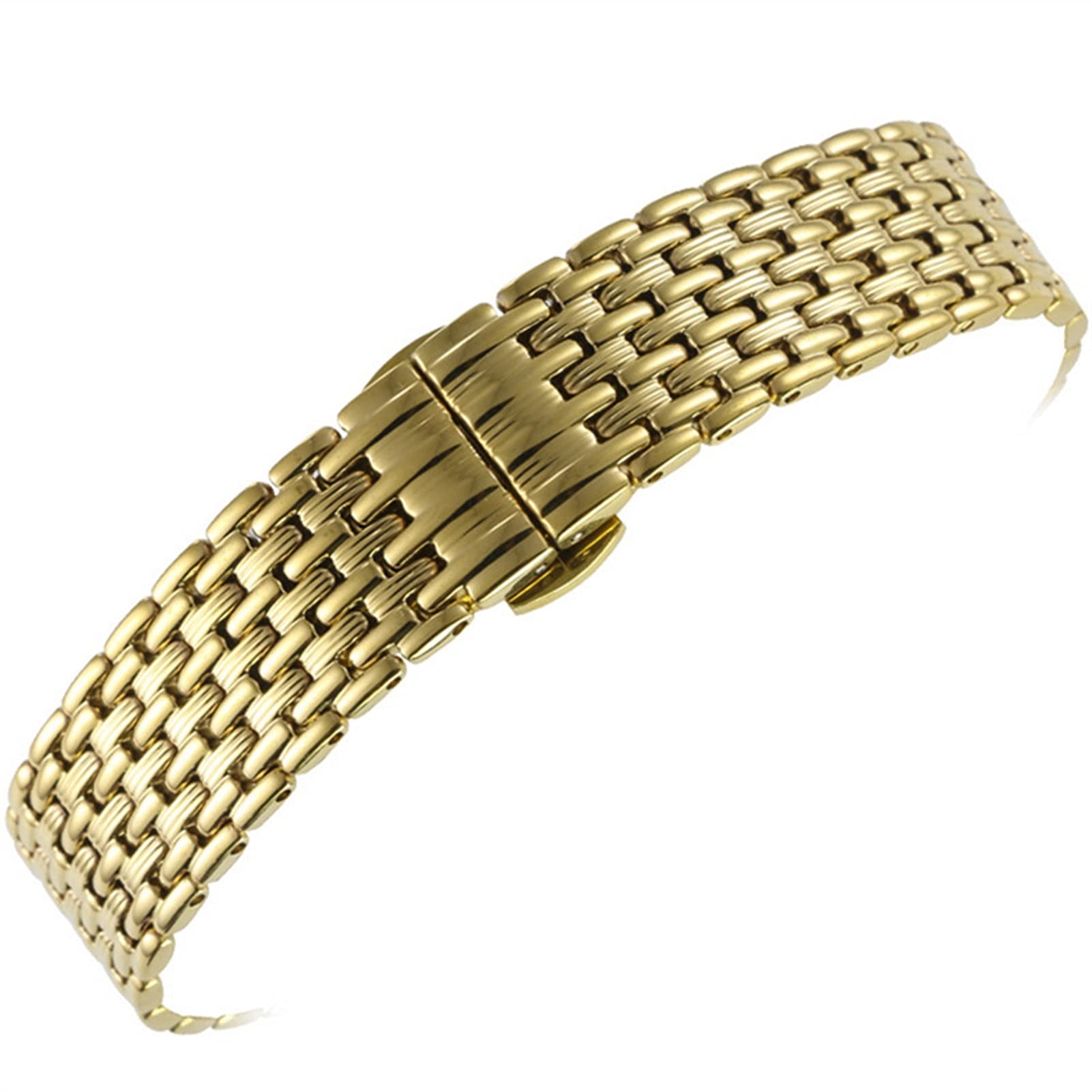 EKSED Bracelet de Montre Bracelet Boucle Papillon Bracelet en Acier Inoxydable Massif 12Mm14Mm16Mm18Mm20Mm22Mm Accessoires pour Bracelet / 20Mm / Or
