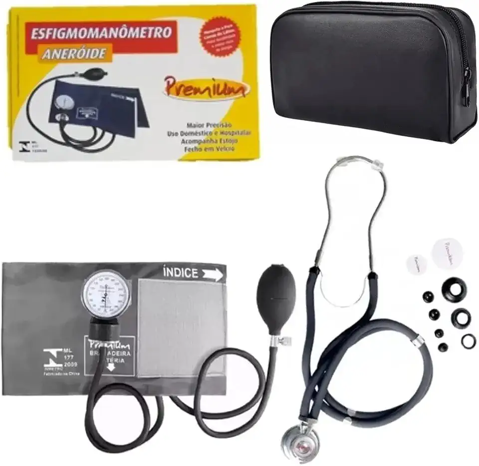 Kit Acadêmico Esfignomanômetro + Estetoscópio Rappaport (Grafite)
