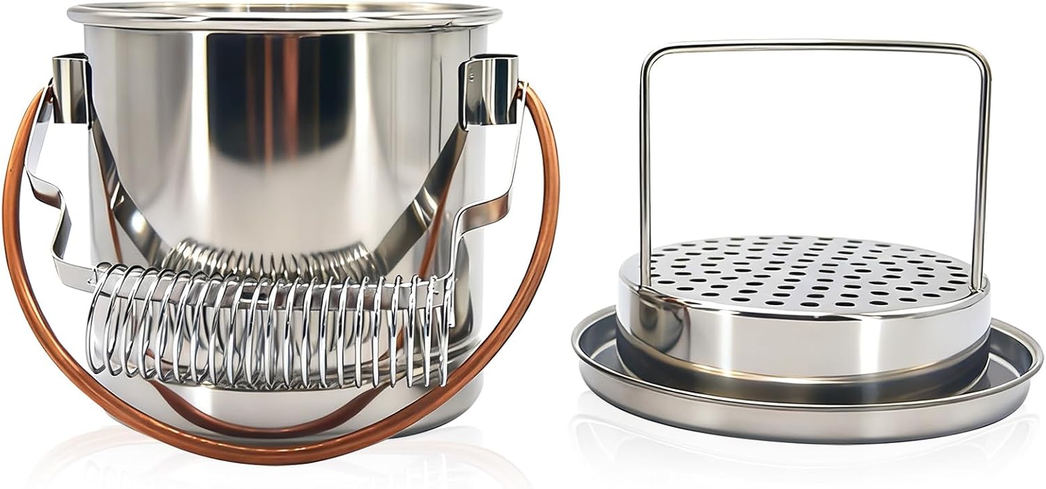 Jumbo Stainless Steel Brush Washer - Multi-Purpose Paint Brush Cleaner with Spiral Holder, Removable Sediment Grate & Handle - Compatible with Water, Turpentine, Paint Thinners