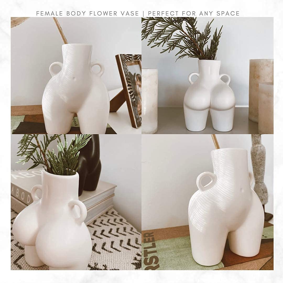 Body Vase - White Vases for Decor - White Ceramic Vase - Ceramic Vases - White Vases for Decor Modern - White Vase - Modern Vase Home Decor - Ceramic White Vase - White Decor Vase
