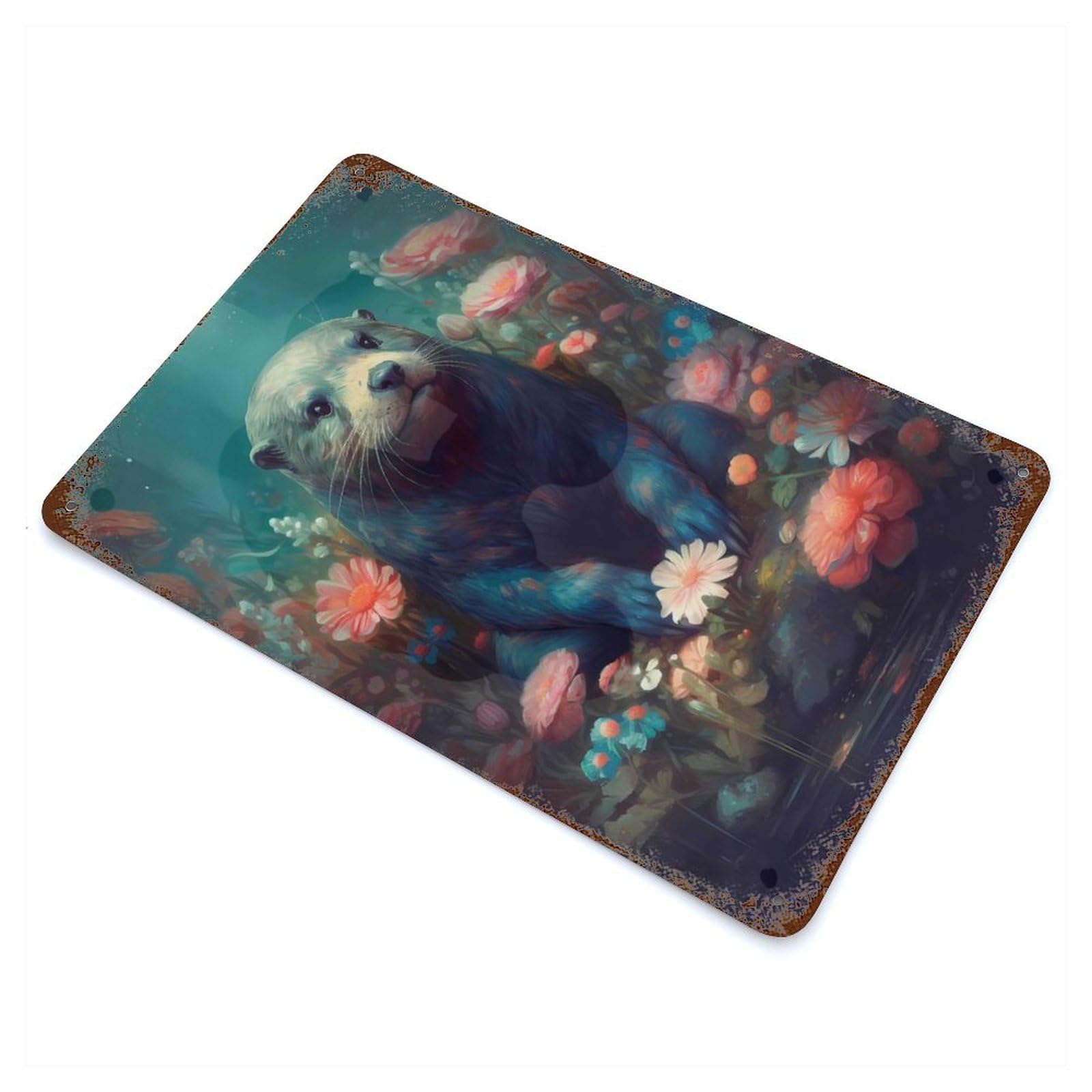 Garage Style Otter Imaginative Rusty Metal Tin Sign 11.8"x7.9", Farmhouse Wall Decor for Bar And Workshop
