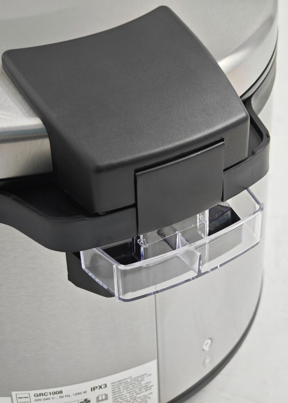 METRO Professional Cuociriso GRC1008, acciaio inox/plastica, 1250 W, 8 L, con manici resistenti al calore, argento