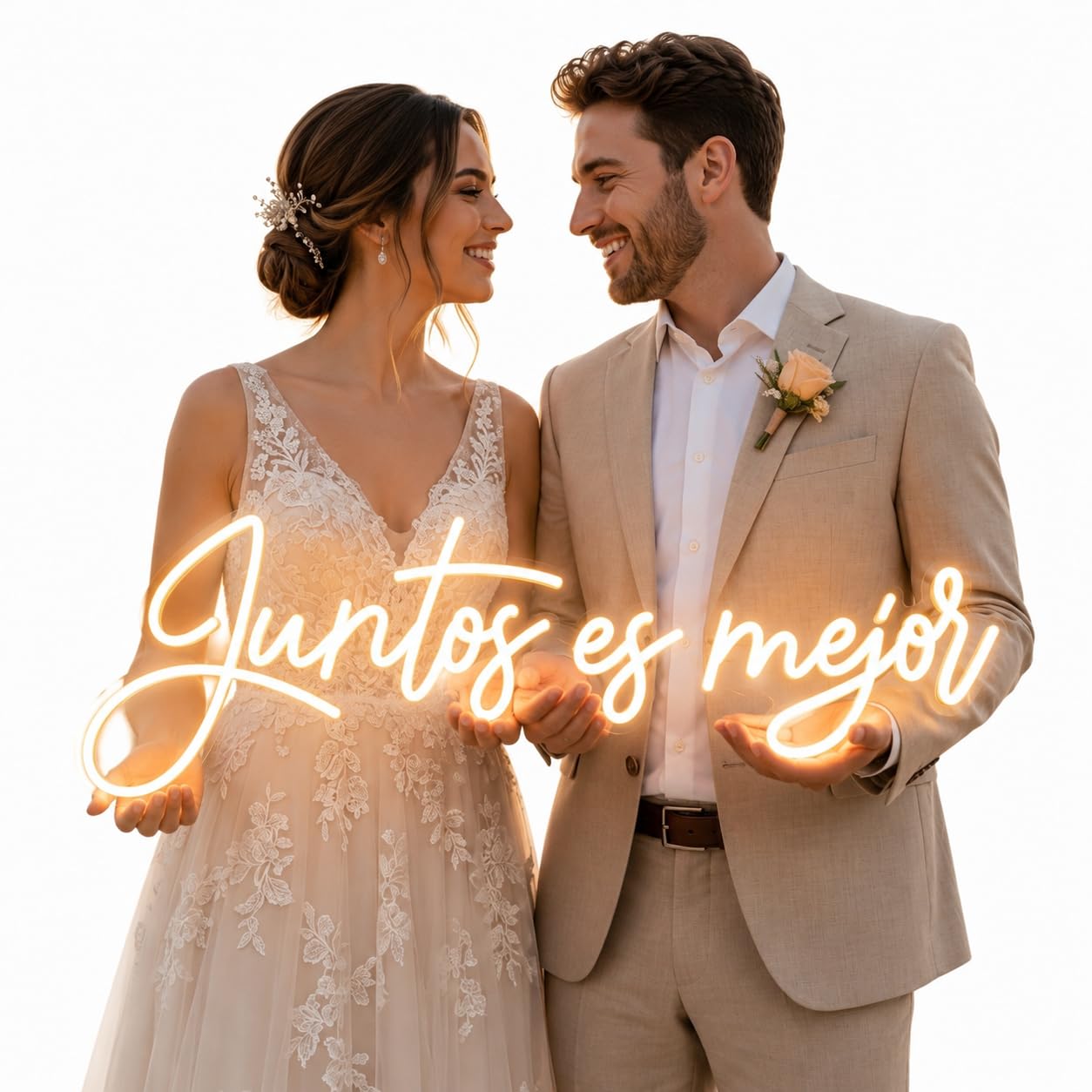 Letrero CARTEL NEON LED juntos es mejor boda LED Escaparate, Decoración de Pared en Metacrilato, Luz Brillante, aproximadamente 70cm aproximadamente alimentación 12v