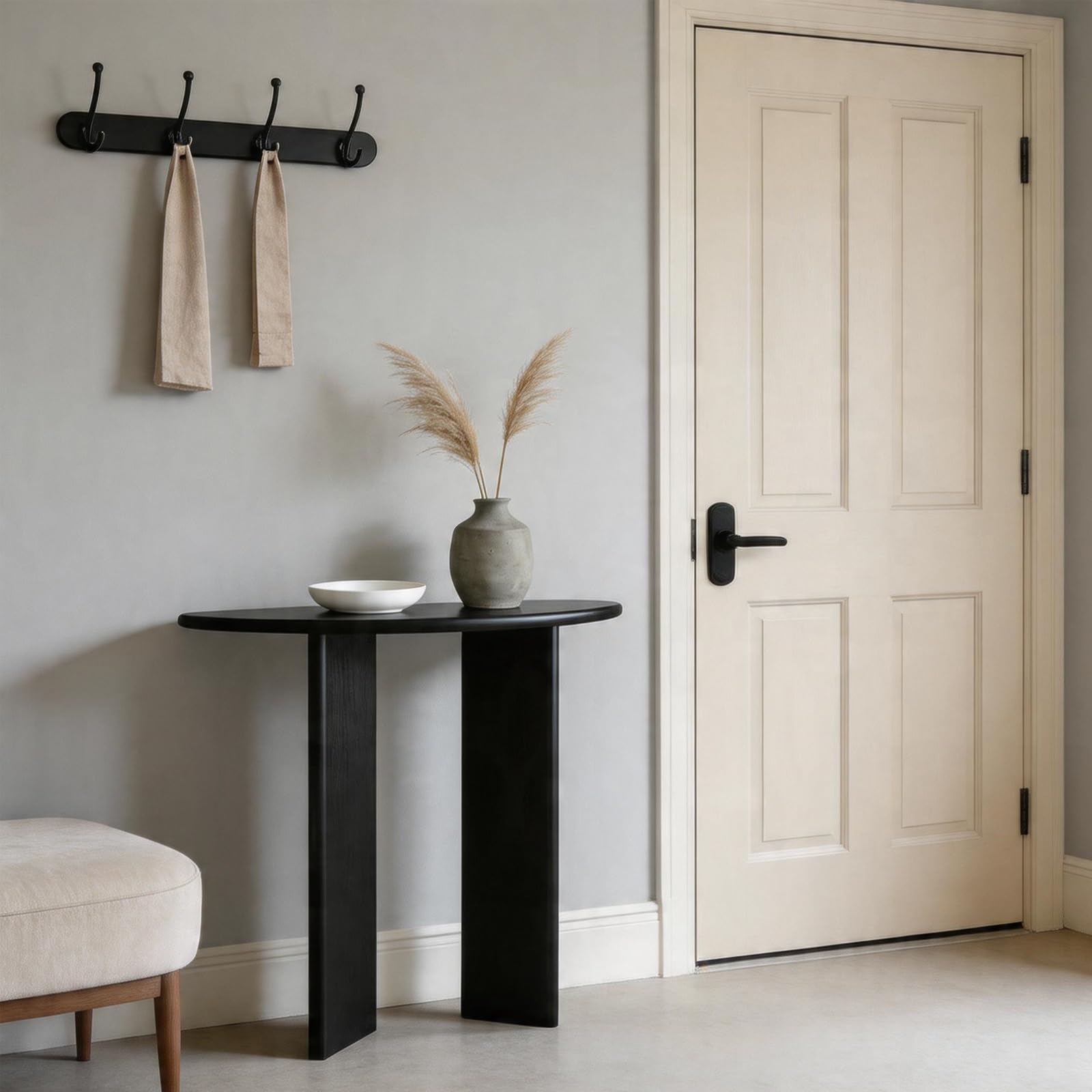 SEIFE Tavolino d'ingresso semicircolare moderno, consolle stretta con doppio supporto verticale stabile, tavolino da divano piccolo per corridoio, soggiorno, dietro il divano(70cm/27.5in)