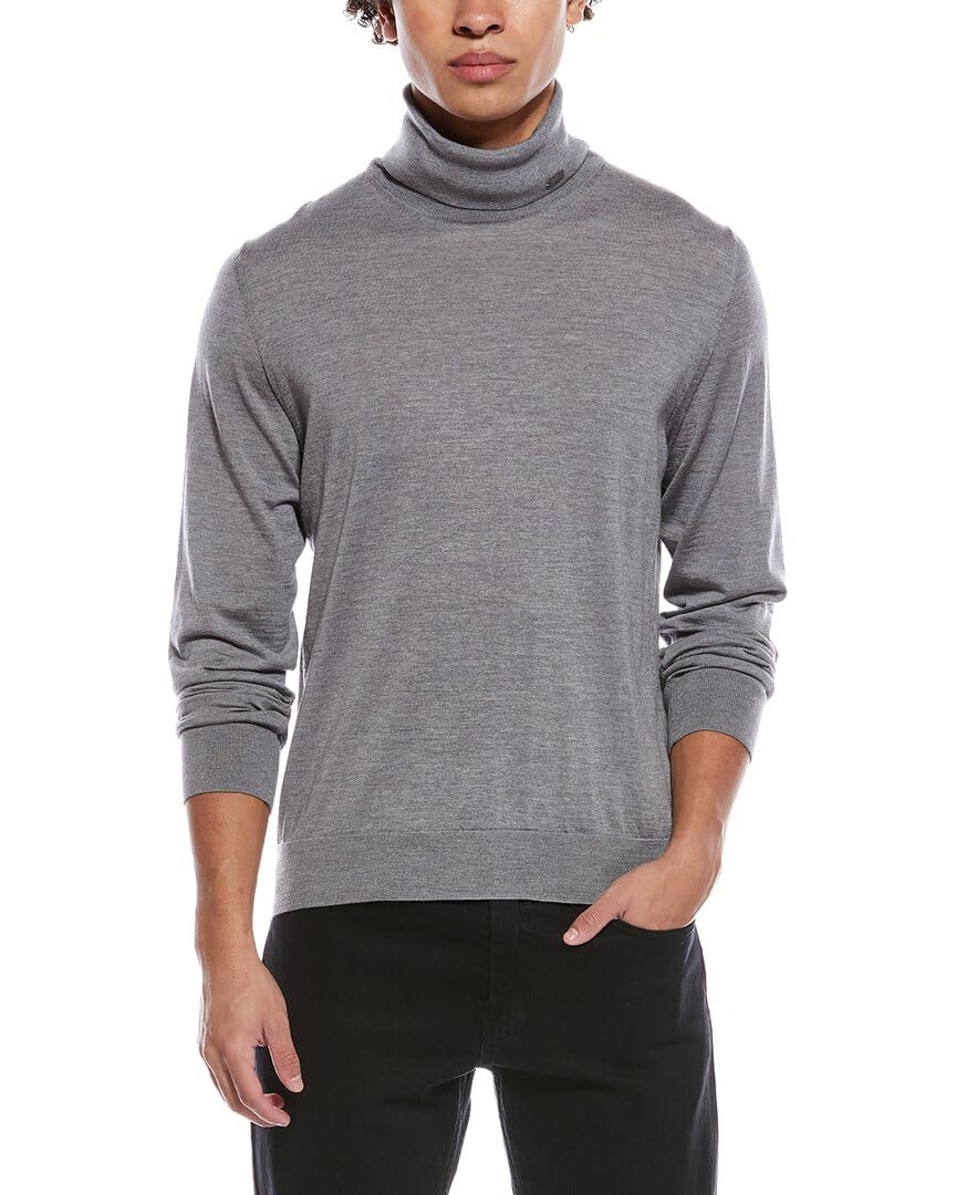 Herno Mens Wool Turtleneck Sweater, 48, Silver