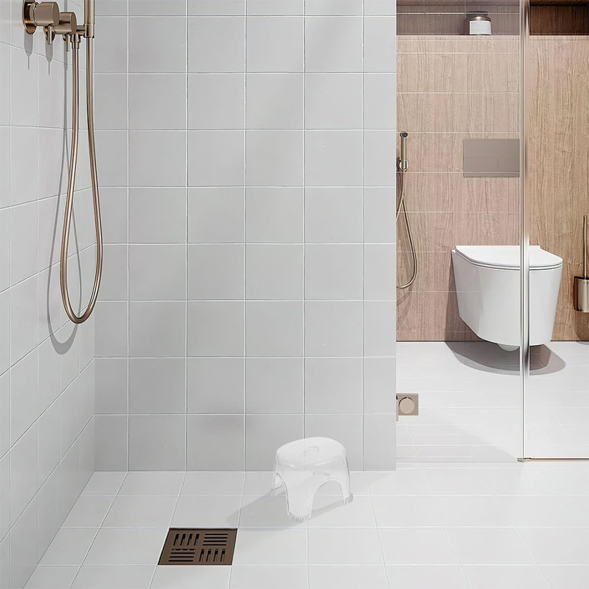NUOBESTY Transparenter Rutschfester Duschhocker Badezimmer Fußstütze Ergonomisch Stabil für Rasur und Baden Geeignet