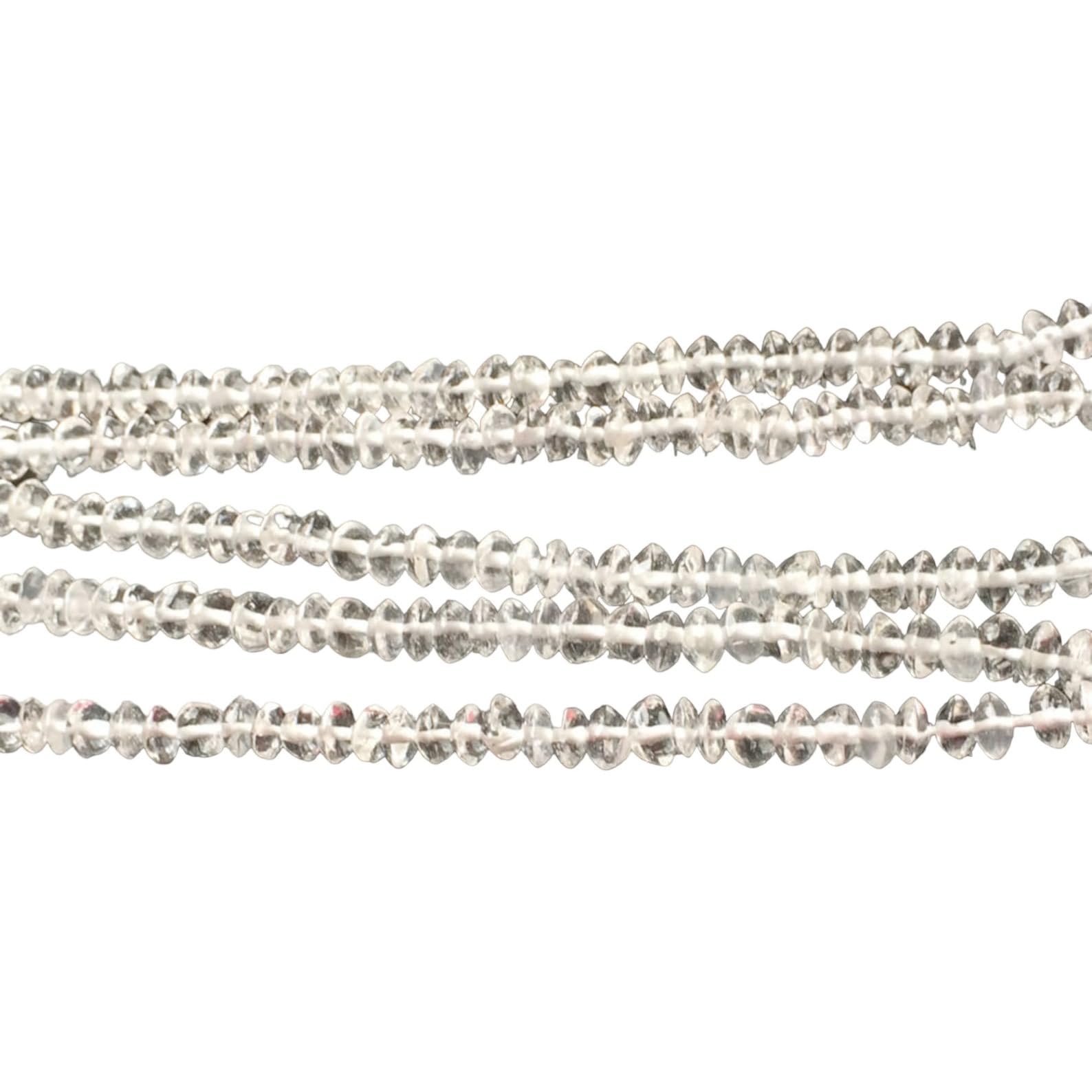 Perles quartz cristal bijoux, rondelles bouton unies 4.5mm, fil pierre naturelle