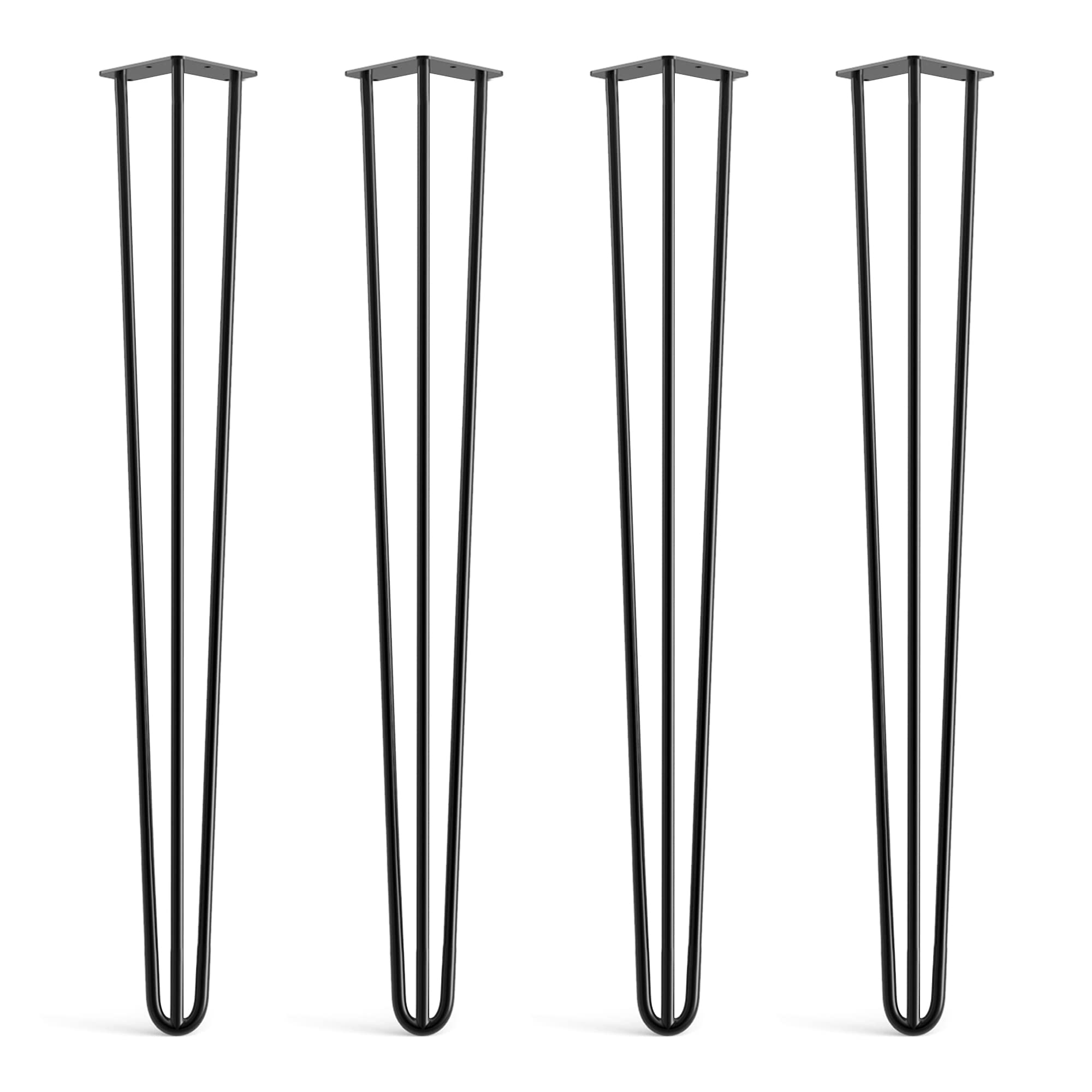 4 x Hairpin Legs from DT IRONCRAFT - 86cm 3 Rod / 12mm, Black with Floor Protector Feet & Screws - Heavy Duty Console & Counter Table Legs โ image 1