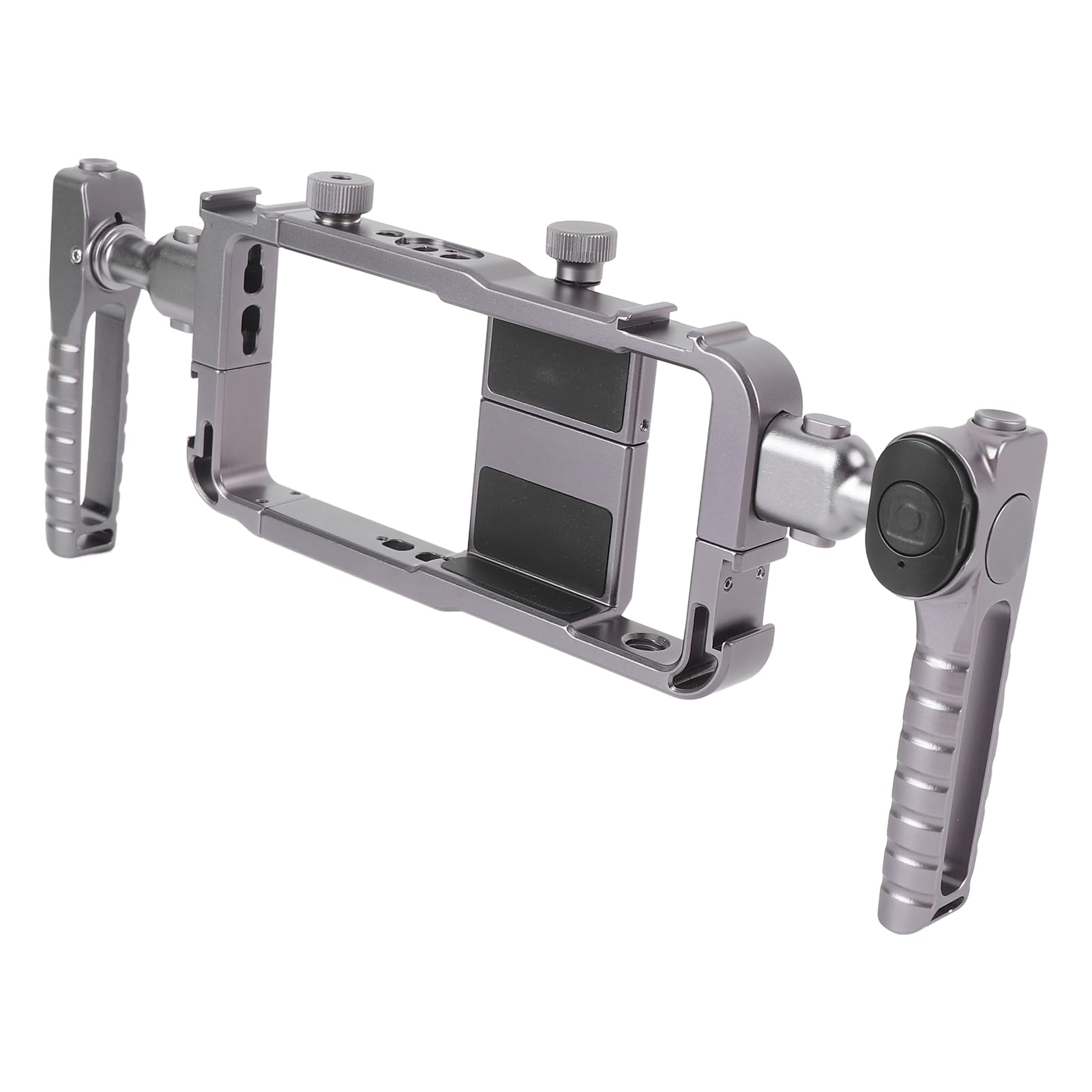 AMONIDA Impianto Video per Smartphone, 2 Maniglie Rimovibili, Slitta Fredda, Foro per Vite da 1/4 Pollice 3/8 Pollice, Stabilizzatore Gabbia Telefono, Ideale per Registrazione Video e Produzione