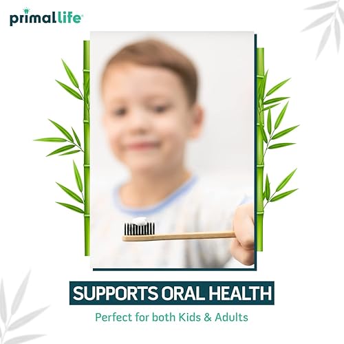 Miniatura 5 de Primal Life Organics Cepillo de dientes de iones de carbón, paquete de 2, ayuda a eliminar el mal aliento, elimina las bacterias y reduce las