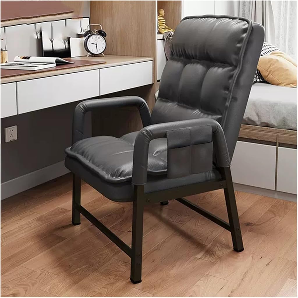 Fauteuil d'appoint gris en cuir inclinable avec repose-pieds réglable pour le salon