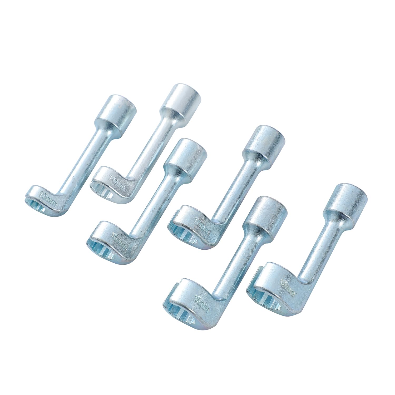 KATSU Tools Set di Chiavi a Bussola per Linee Iniettori Diesel 6 Pezzi 1/2", Metriche 12 14 16 17 18 19mm, Strumento a L per Smontaggio Linee Carburante 449614