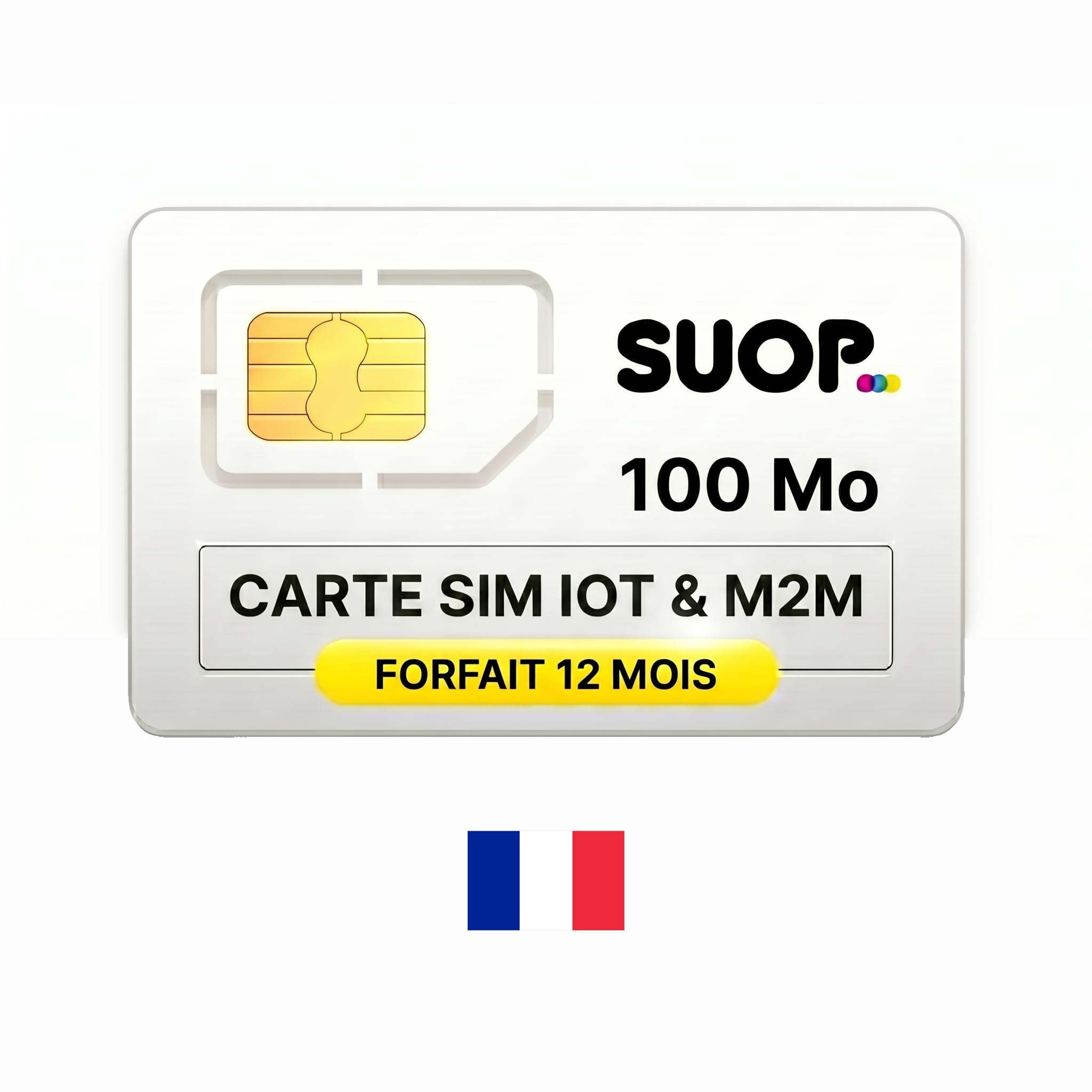 SUOP Carte SIM IoT & M2M | Forfait 12 Mois (100 Mo/Mois) | Prépayé avec paiement Unique annuel. sans Frais mensuels | Couverture européenne 4G multiopérateur | Alarmes, GPS et appareils connectés