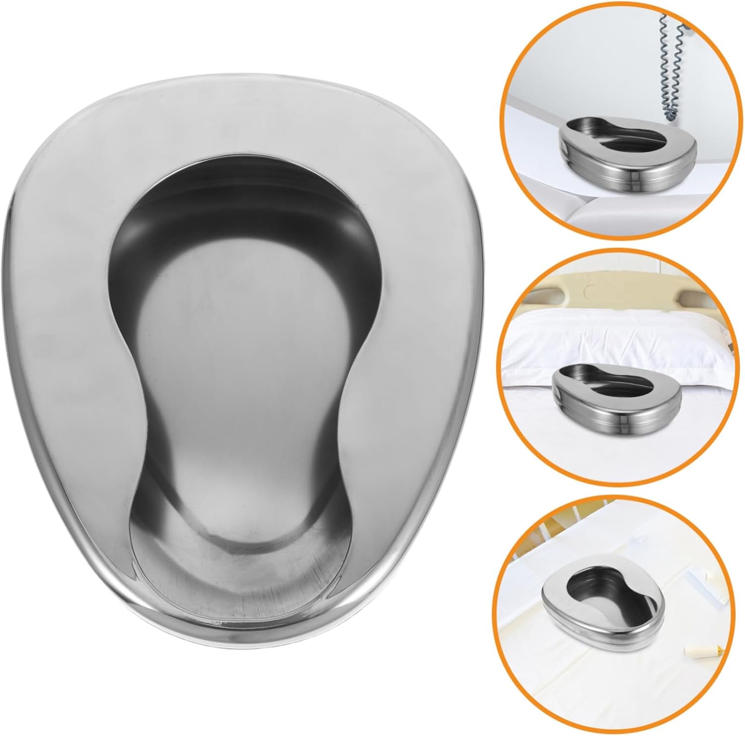 Ergonomic Stainless Steel Bedpan for Elderly and Bedridden Patients Portable Bed Pan for Women and Men Comfortable Use in Hospitals and Nursing Homes Nighttime Convenience