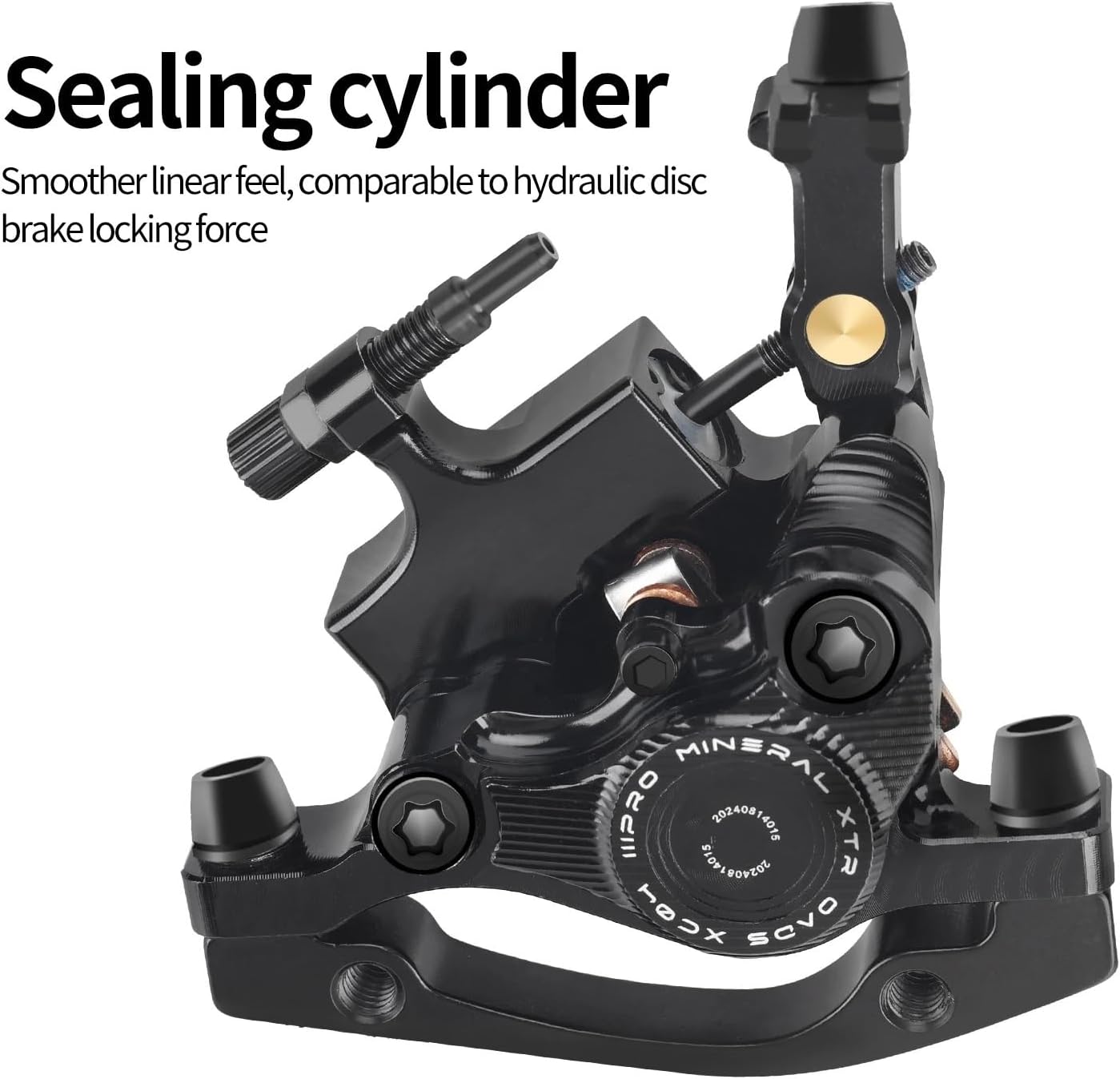 Mountain Bike Dual Piston Disc Brake Caliper is/PM Hydraulic MTB Bicycle Line Pulling Disc Brake Bicycle Accessories(Red Brake Caliper)