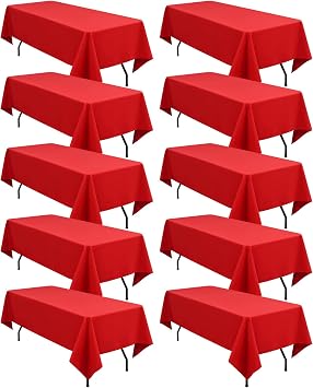 fani 10 Packs Red Tablecloth - 60 x 102 Inch for 6Ft Tables
