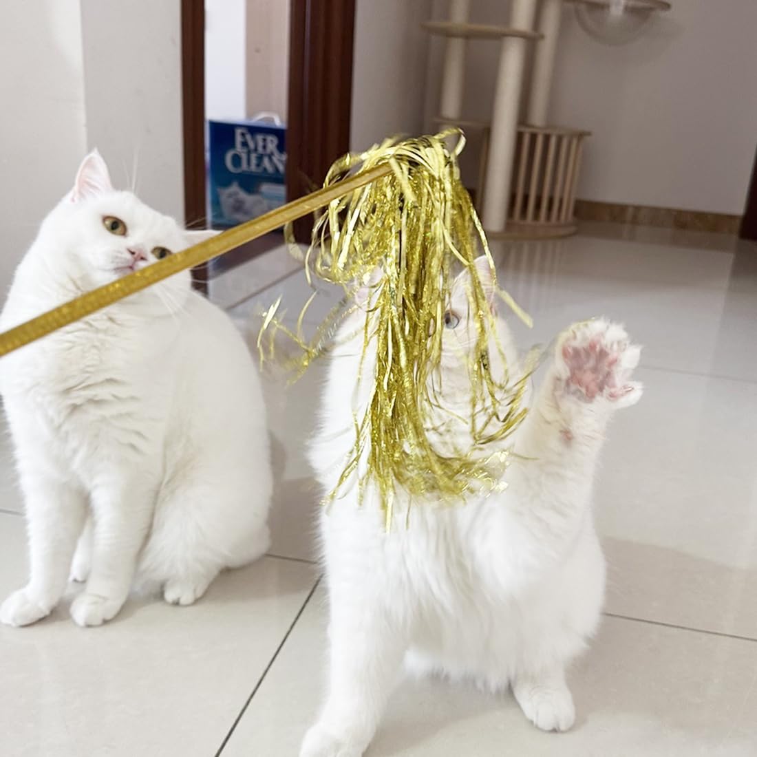 Amazon.com : IUHKBH Cat Wand Toys, 4 PCS Tinsel Teaser Wand Shiny