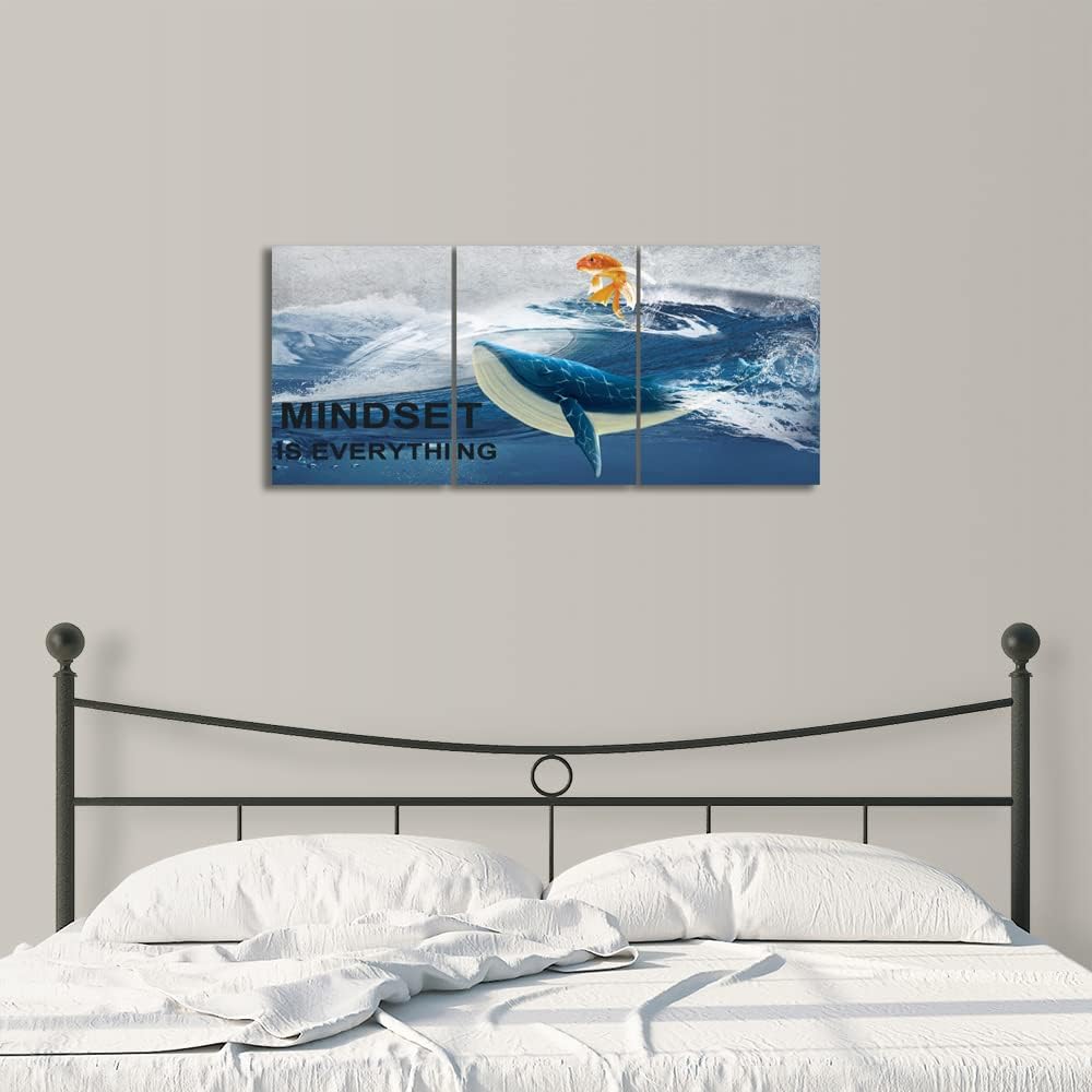 Inspirational Canvas Wall Art 3 Pieces Pictures Paintings Prints Bathroom Decor Ocean Wall Motivational Men Decoration for Living Room Bedroom Kitchen Home Office Decor Framed 36''W x 16''H