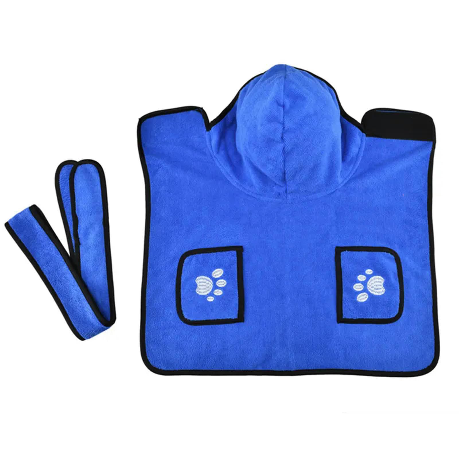 Serviette de Bain pour Chien Peignoir pour Chien Doux Super Absorbant avec Capuchon et Poche Serviettes de Bain en Microfibre Serviette de Bain pour Chien Chat à séchage Rapide