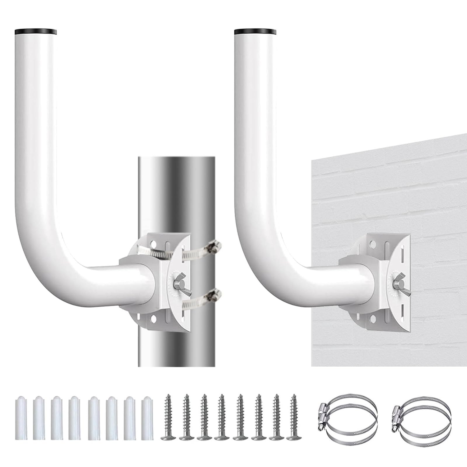 OUKENS Support de Pont sans Fil, 2 pièces Support Mural réglable 150° Acier Inoxydable, Accessoire Montage Poteau J pour Point d'accès AP Extérieur