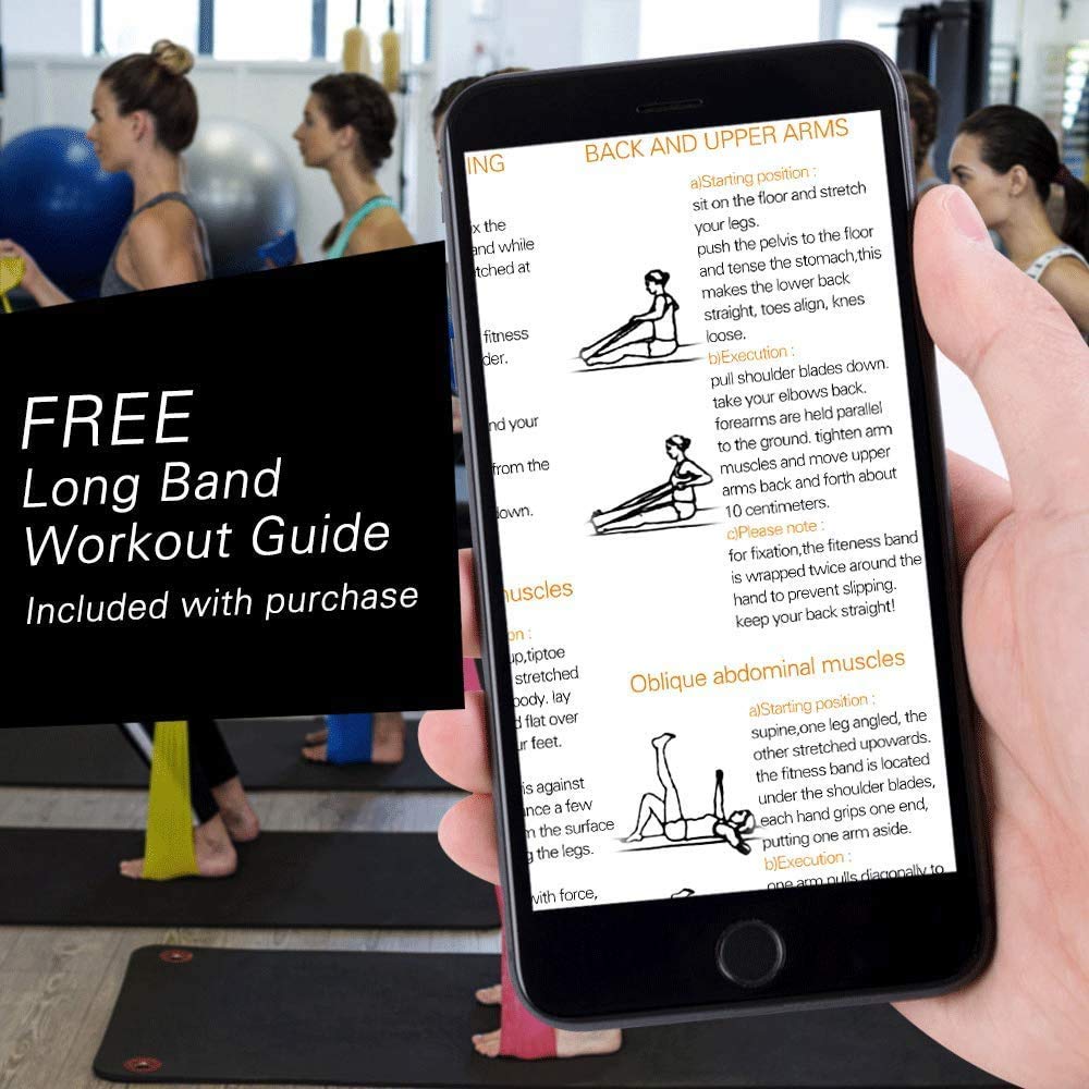 Haquno Elastico Fitness (3 Pezzi) 1.5M/1.8M/2M,con 3 Livelli di Resistenza, è Ideale per Yoga, Pilates, Allenamento di Forza e flessibilità e Stretching