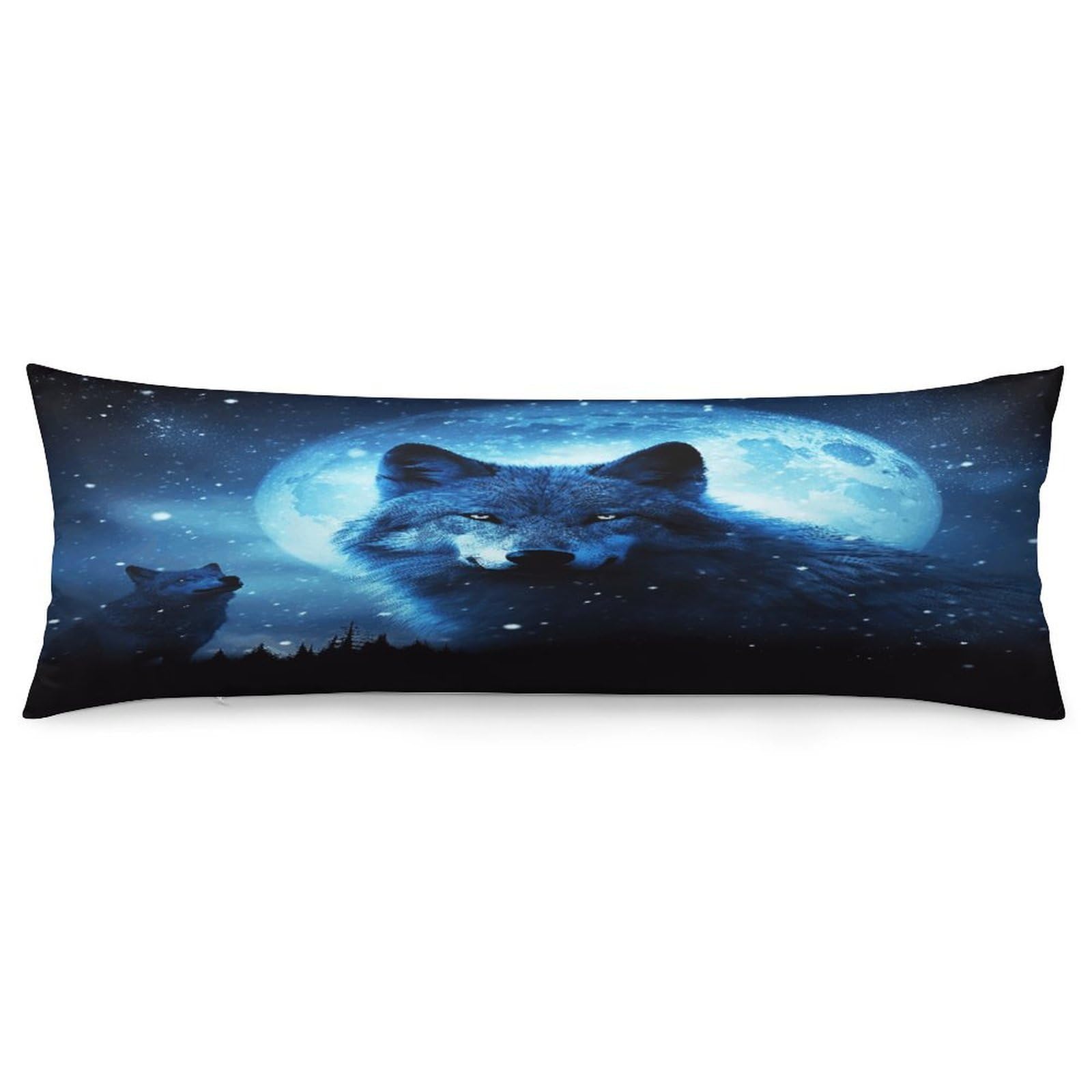 Body Pillow Pillowcase 19x53 Inch Wolfs Print Body Pillow Cover with Hide Zipper Super Soft Cozy Long Pillow Case Rectangle Long Body Lumbar Cushion Case for Bedroom