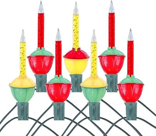 Novelty Lights Traditional Bubble Light Set, 6 Feet 7 Bulbs Red/Yellow Liquid with Multicolor Bases, 5 Watt E12/C7 Bulbs for Indoor Christmas Trees, Nostalgic Holiday Home Decor