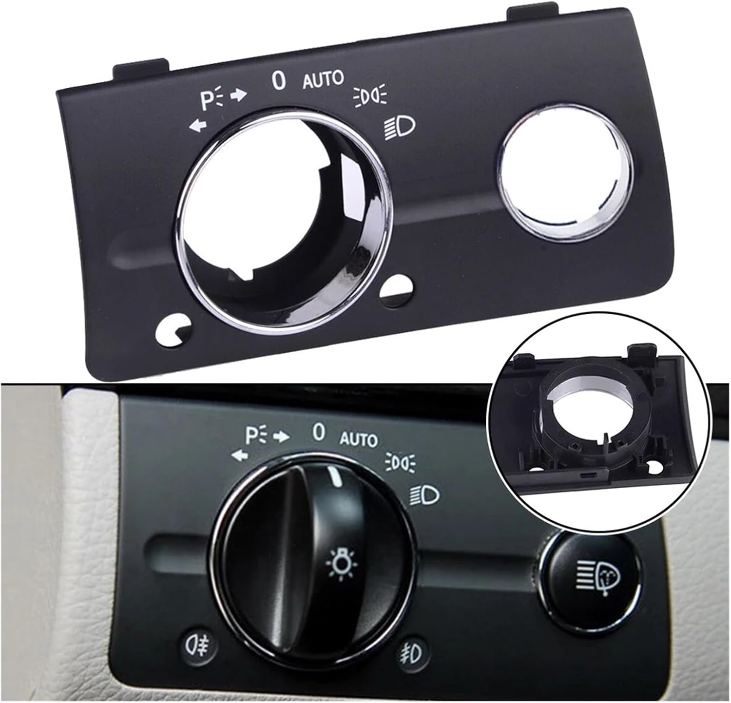 Headlight and Dash Light dimmer Switch Black Headlight Switch Panel Cover Fog Light Switch Cover Fit for Benz W211 E Class 2003-2008 Standard Version Dimmer Switch