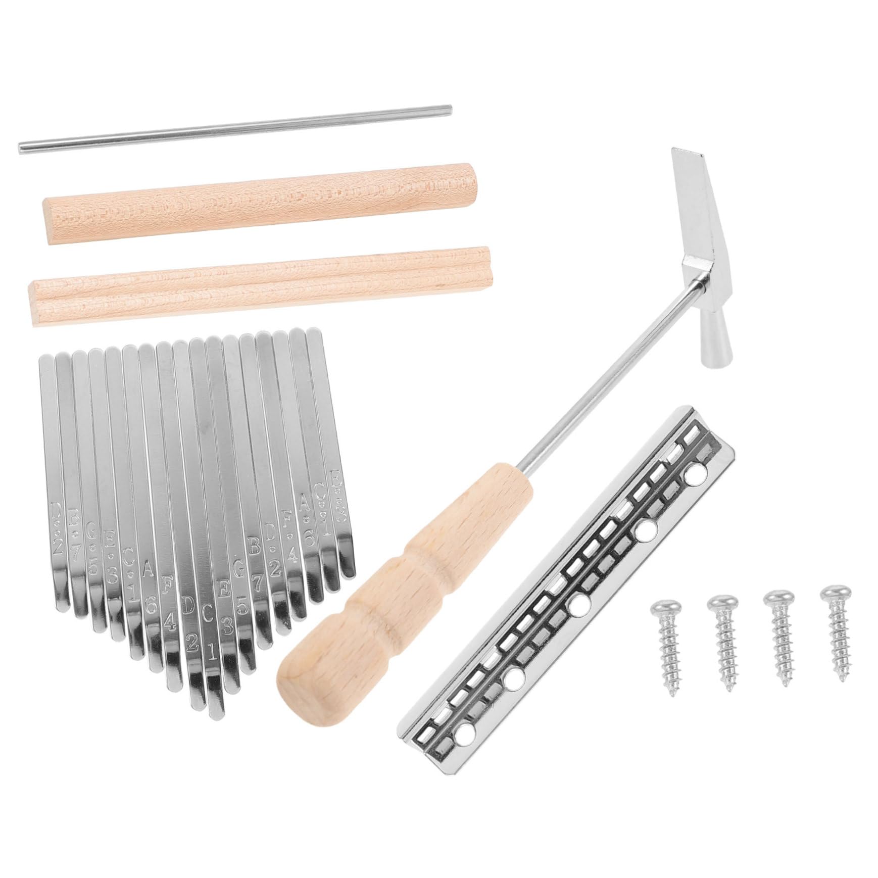 FUNOMOCYA Kalimba Accessory Kit Diy Piano Bridge Replacement Keys Tuning Hammer for Music Lovers