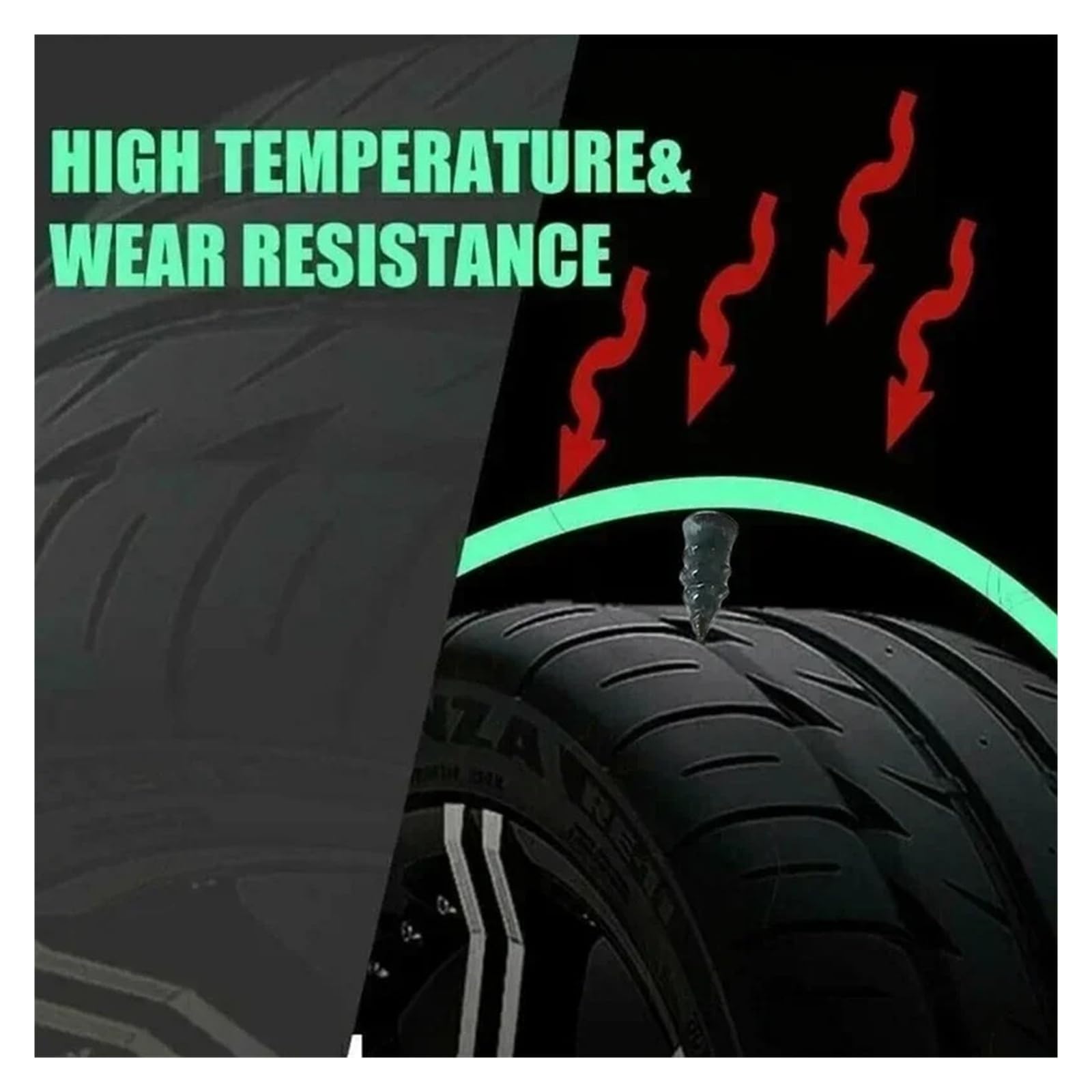 Yvxotrxnk Uniwersalny zestaw naprawczy do samochodu, skutera motocyklowego, gumowego, bezdętkowego tyrepa, bez gwoździ (100 x S)