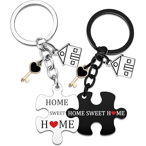 2Pcs New Home Keychain House Warming Gifts New Apartment Best Housewarming Gifts For Couple 2026 New House Gift For Homeowners New Home Essentials Romantic Anniversary Valentine's Day Gift