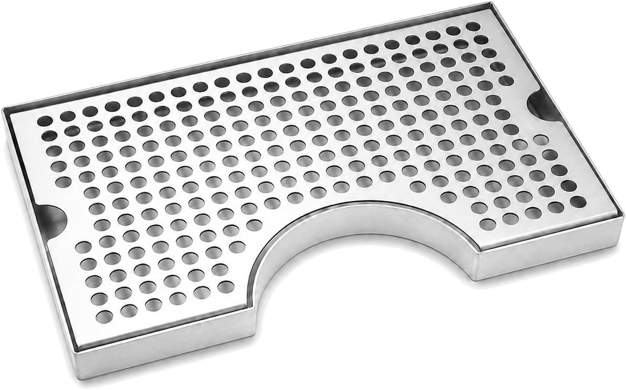 Barworks Stainless Steel Kegerator Beer Drip Tray with Non-Slip Rubber Pads