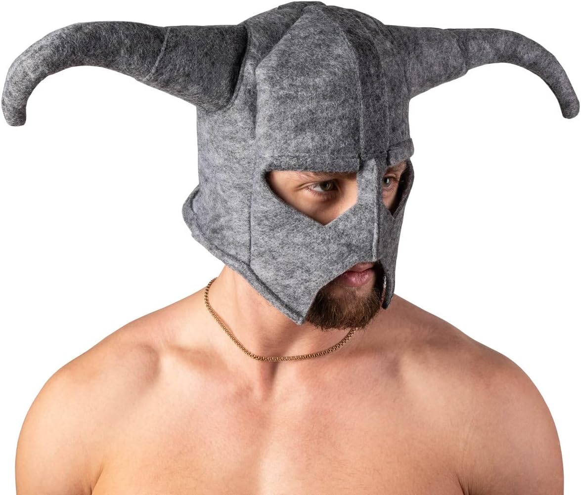 Traditional Sauna Hat - Artificial Felt Sauna Hats - The Main Russian Banya Accessories - Finnish Sauna Hat for Men - Viking hat for Men - Viking Helmet Sky Design