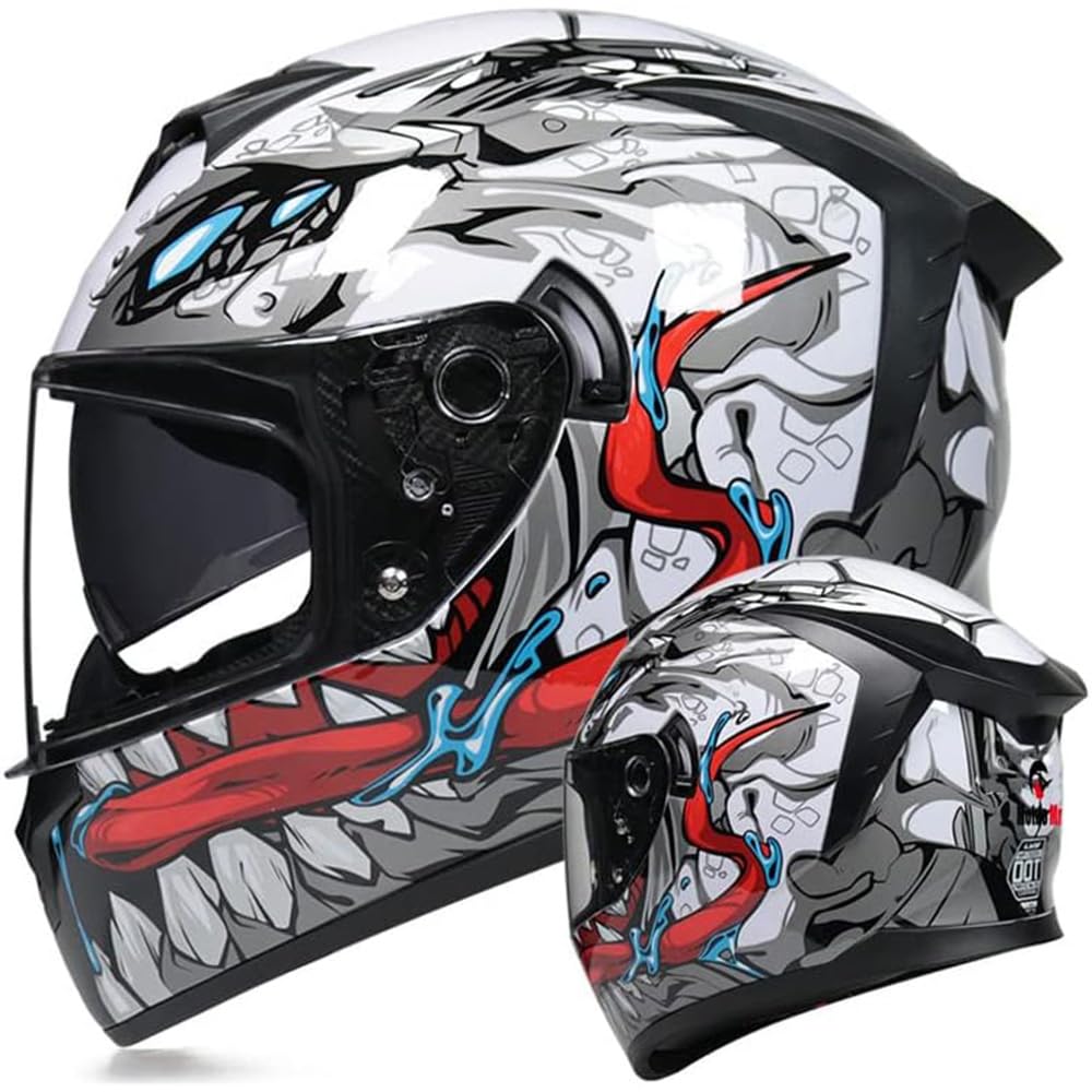 MotuoMr Unisex-Adult Full Face Motorcycle Helmet DOT Approved Motorbike Moped Street Bike Racing Crash Helmet with Graphic