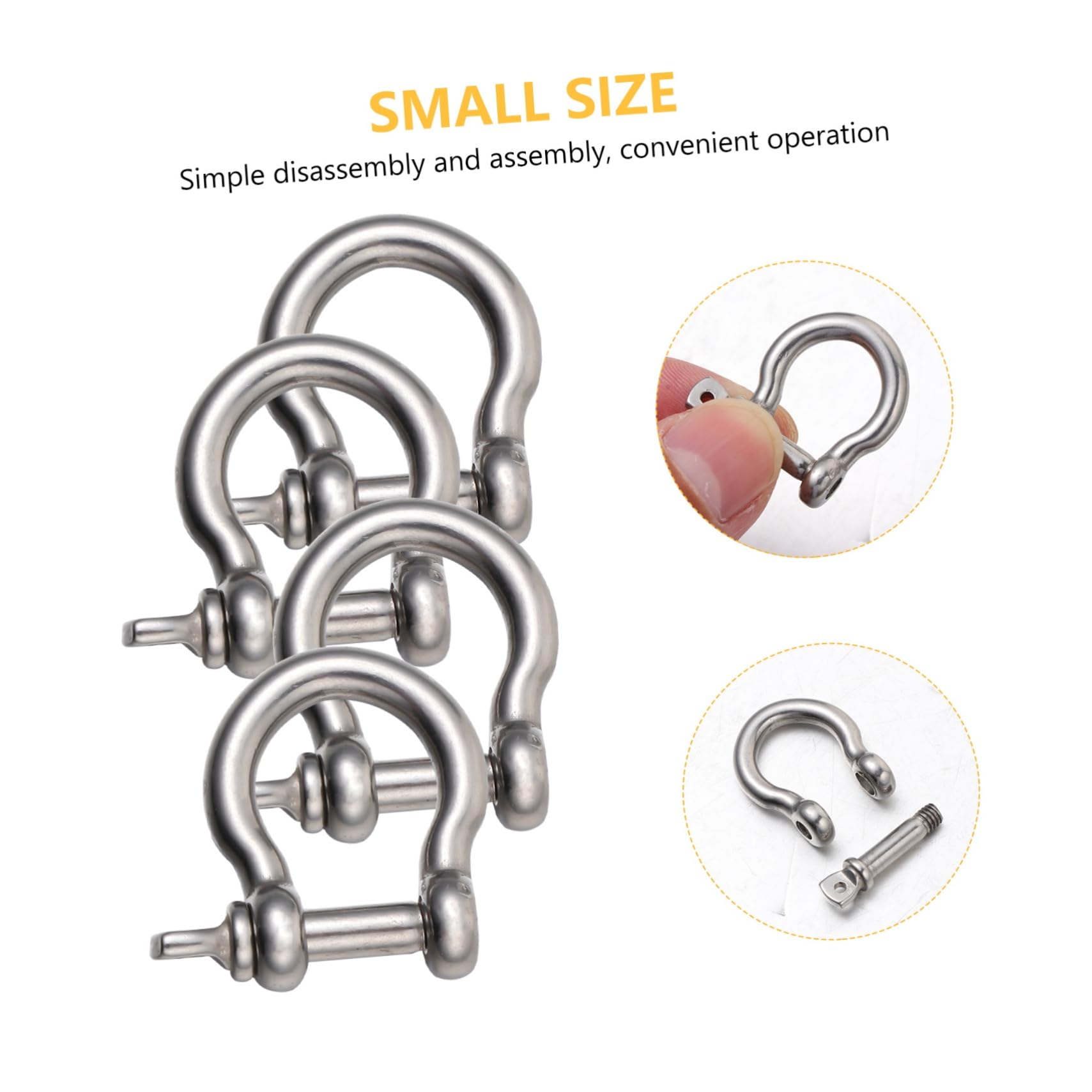 HEALEEP 4pcs Bow Buckle Bracelets Small Shackle Horseshoe Shackle Adjustable d Shackles Buckles Bow Shackle 5/16 Heavy Hose Lifting Shackles Spiral Gear Stainless Steel To Rotate