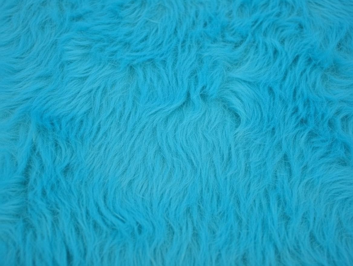 Plain Fun Faux Fur Fabric Material Turquoise Blue (Precut 1Mtr 150cm x 100cm)