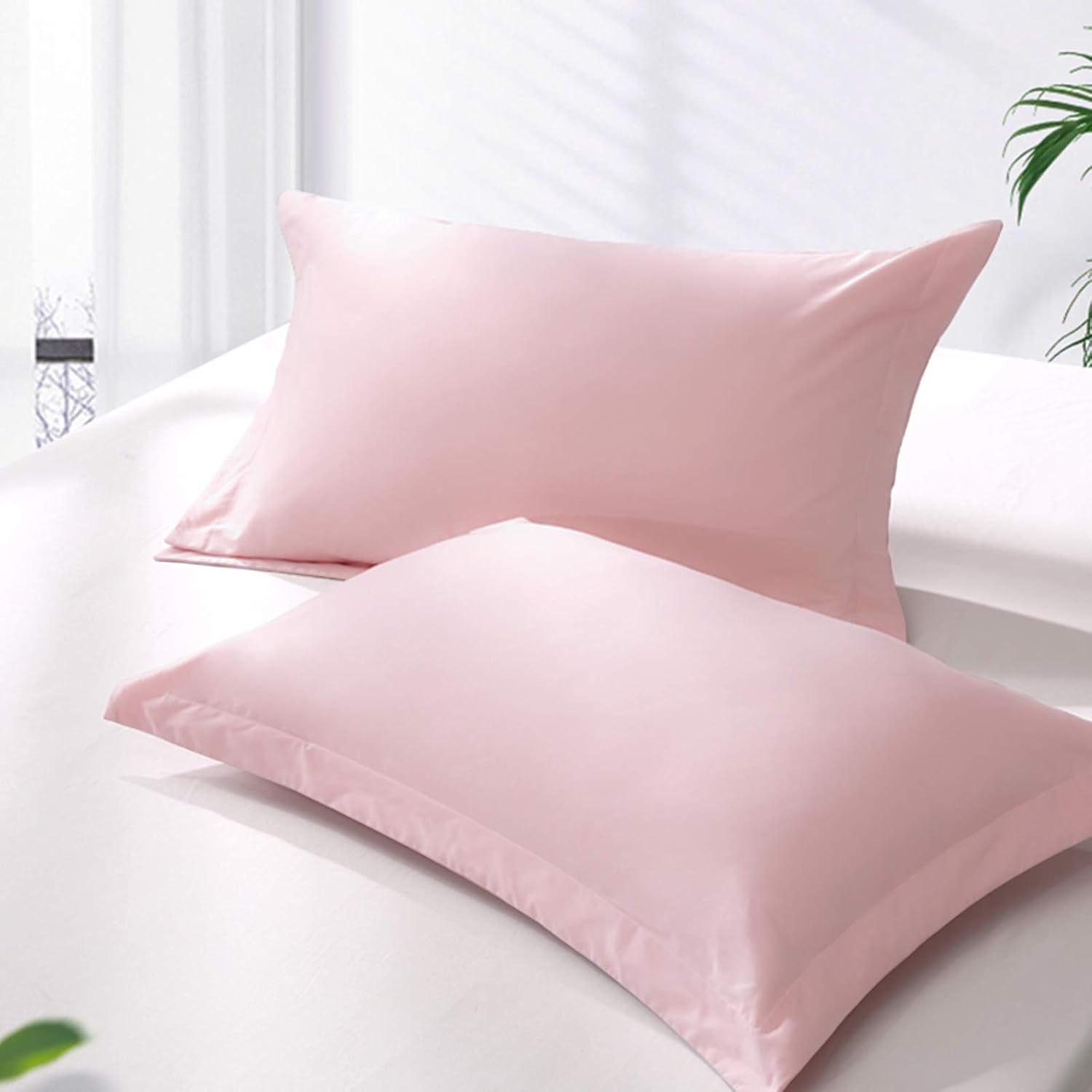 NTBAY 2 Pack 500 Thread Count 100% Egyptian Cotton Oxford Pillowcases, Super Soft and Breathable Euro King Pillow Cases - Image 5