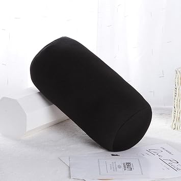 ASkinds Microbead Bolster Squishy,Orthopedic Round Cylinder Neck Support Roll Pillow Memory Foam - Black- 7" x 12"