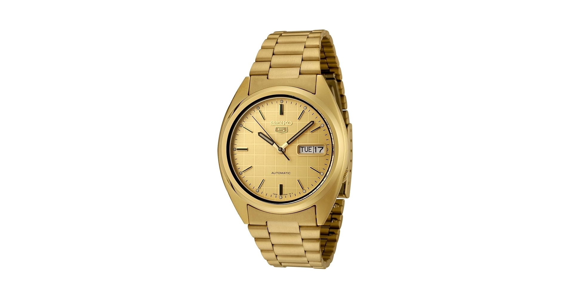 Amazon.com: Seiko Men's SNXL72 5 Automatic Gold Dial Gold-Tone