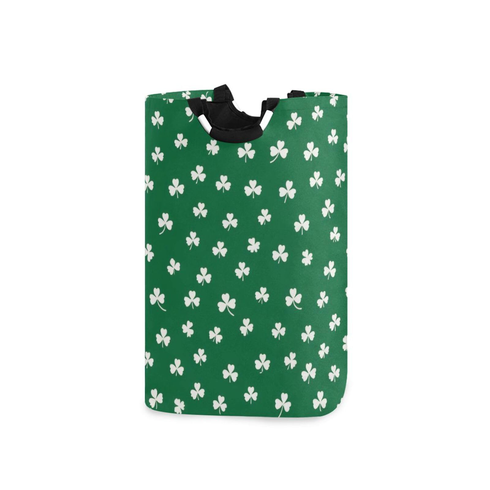 Jihqo Laundry Hamper Basket St Patrick's Clover Pattern Collapsible Nursery Storage Bin Waterproof Clothing Baskets for Home Bedroom Bathroom Washing Room