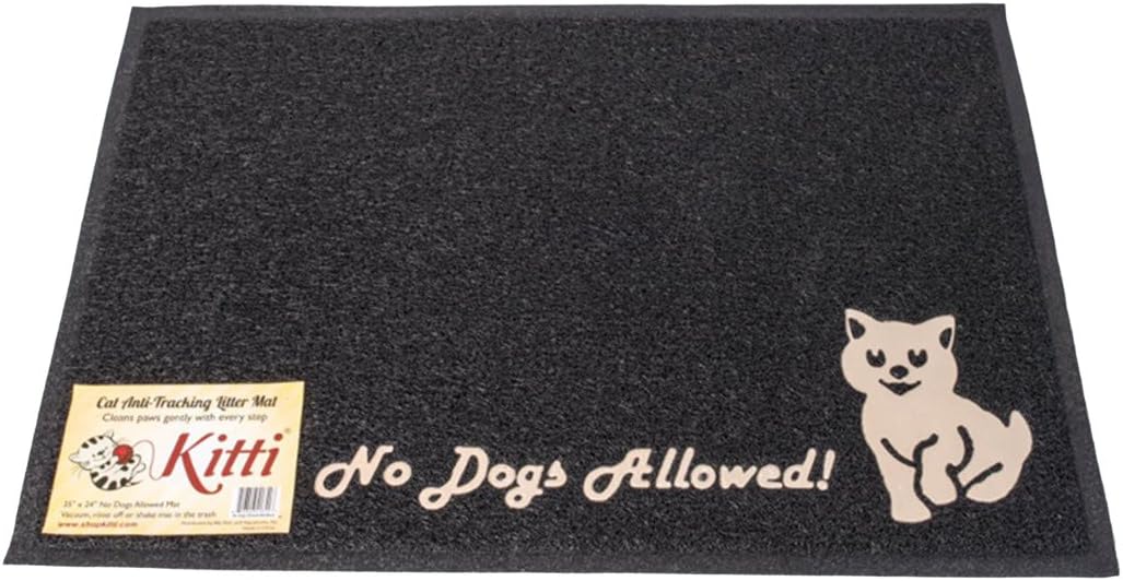 Kitti Cat Litter Anti Tracking Mats, No Dogs Allowed, Black