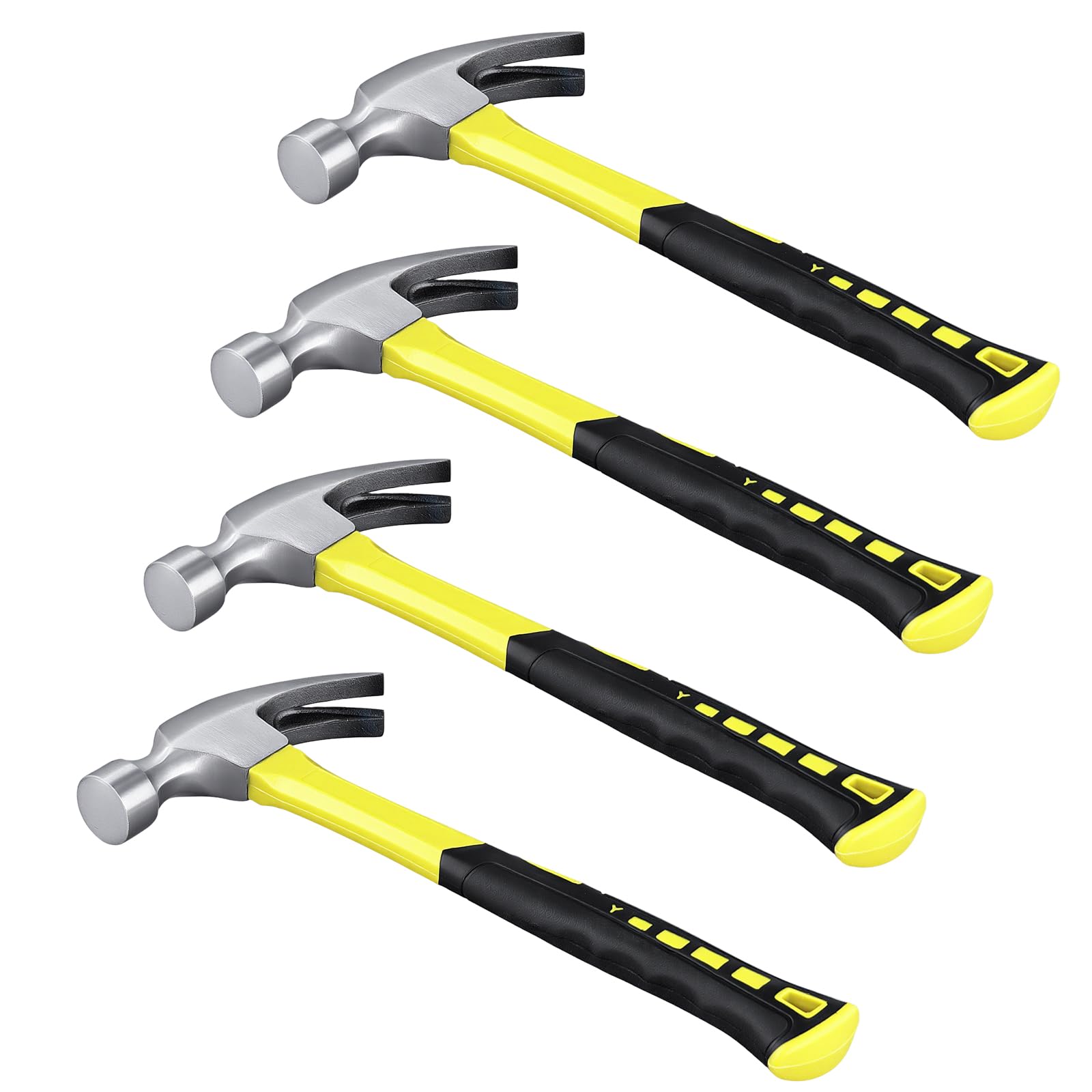 LEXININ 4 PCS 24oz Claw Hammer, 33 x 14 x 3cm Hammer Framing with Ergonomic Grip for Nail Pin Carpenter Electrician