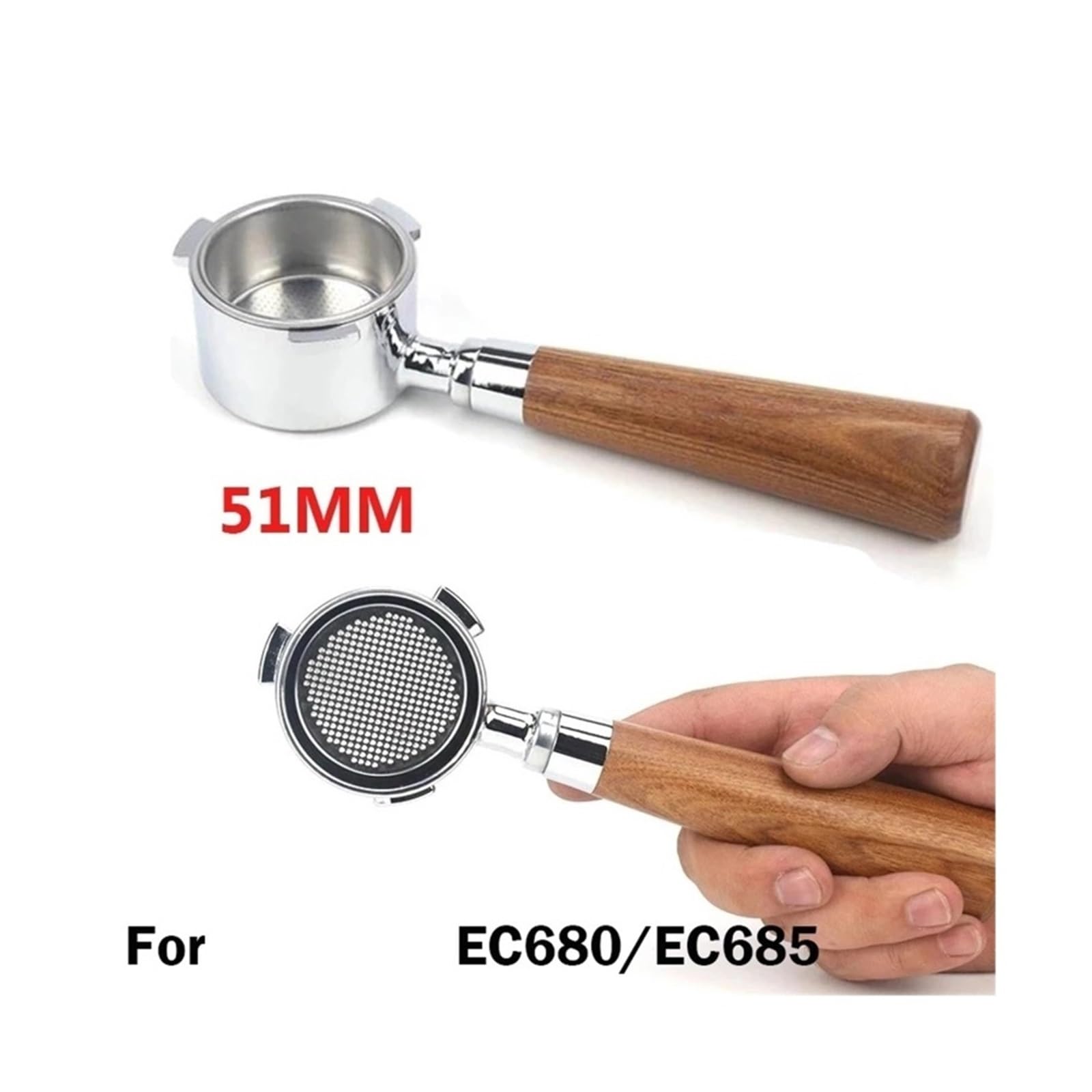 Cesta De Filtro Desnudo Portafiltro Sin Fondo For Café De 51MM, Compatible Con Delonghi Dedica, EC680 EC685, Accesorios For Cafetera Expreso, Herramientas De Barista(2.0 Wdt Tool)