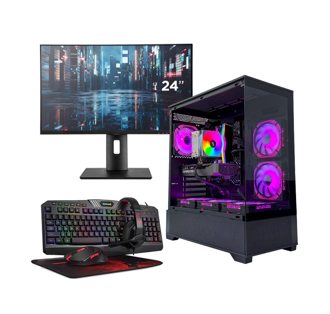 GAME SEKRET SP Gaming PC Bundle - Intel Core i5-12400F | AMD Radeon RX 580 8GB GPU | 16GB DDR4 | 1TB NVMe SSD | Air Cooler | H610 MB | 500W 80+ PSU | 24