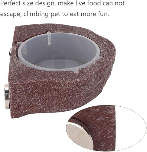 Miniatura 6 de Comedero para lagartos, cuenco de plástico estable para reptiles y mascotas, tipo de suspensión para lagartos, camaleón, marrón, herramientas de