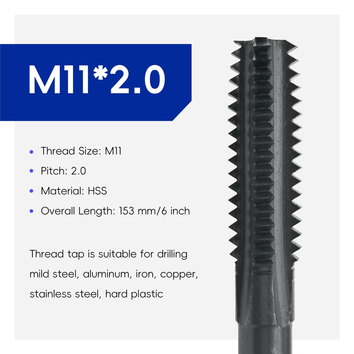 KPY Replacement for 9120011 912-0011, 11mm x 2.00, Thread Cleaning Tap – M11 x 2.00 Thread Chaser for LS Engines