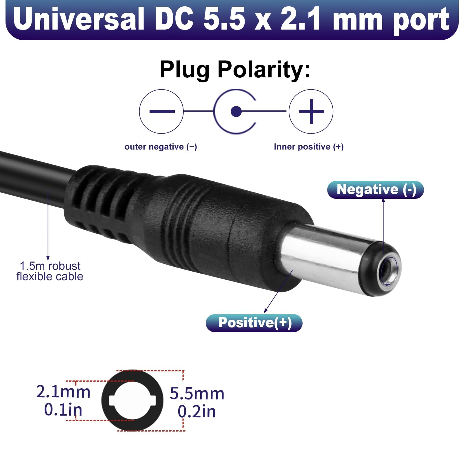 12V 2A LED Alimentador, Universal Transformador AC 100-240V 50/60Hz Fuente de Alimentación, Adaptador Enchufe EU Cargador 5,5 x 2,1 mm con Conector DC para Tiras LED, Cámaras CCTV, TV Box, Routers — view 3