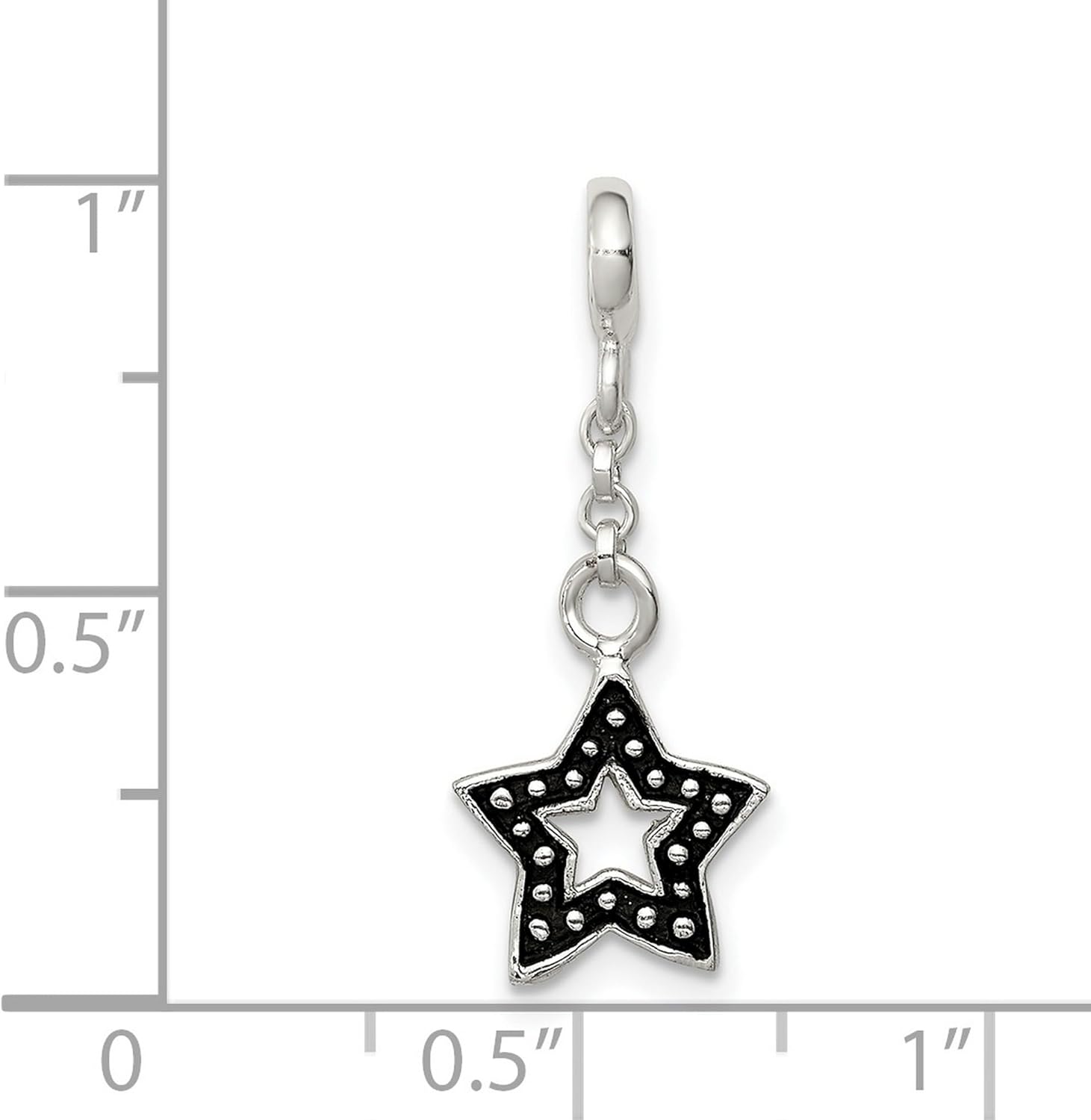 Sterling Silver Star Charm Pendant with Layered Open Star Design, Black Detailing, Dot Accents, Symbolic Jewelry for Women, Compatible Bracelet Charm or Necklace Pendant, Celestial Guidance Piece