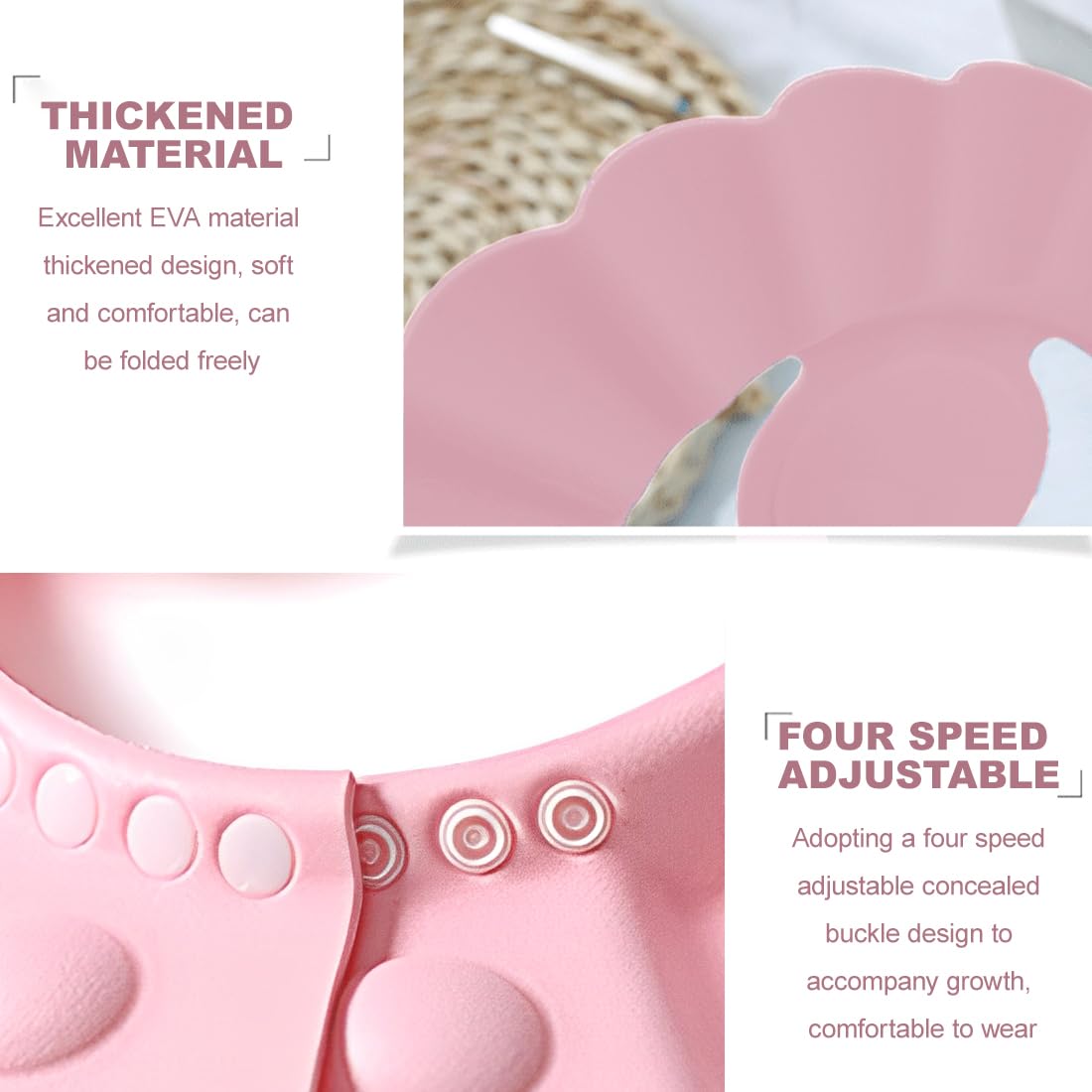 2 Pezzi Cappello Doccia Bambini, Visiera Doccia Bambini, Bambini Regolabile Doccia Cap per Protezione per Gli Occhi Impermeabile, Rosa